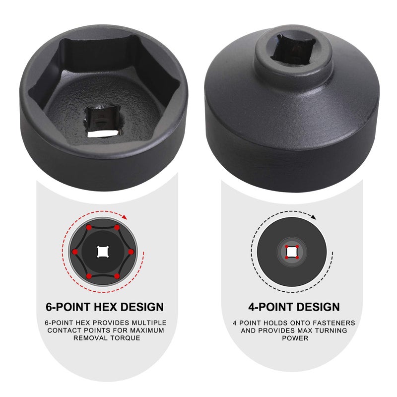 Hromee Fuel Filter Cap Removal Tool and Installer 7 Pieces Low Profile Oil Canister Socket Set 24mm 27mm, 29mm, 30mm, 32mm, 36mm and 38mm - Image 3